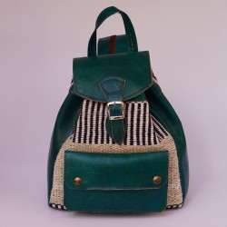 Sac bleu en cuir artisanal